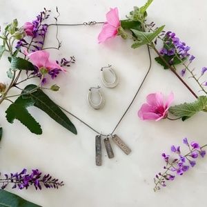 Pendant Charm Necklace & Earrings Set in Genuine Sterling Silver